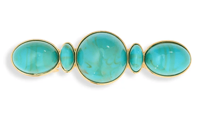 turquoise barrette with 3 large stones and 2 smaller stones