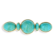 turquoise barrette with 3 large stones and 2 smaller stones