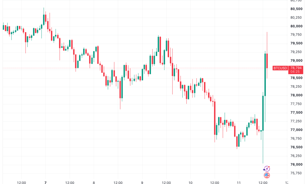 US CPI Data Sparks Risk-Asset Upside as Bitcoin Eyes $80,000 Mark