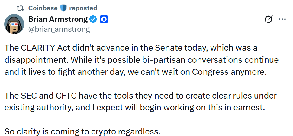 Crypto Turns to Regulators After CLARITY Setback