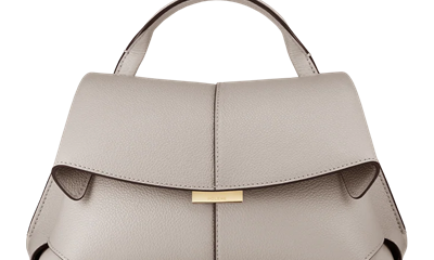 gray bag with interesting fold details