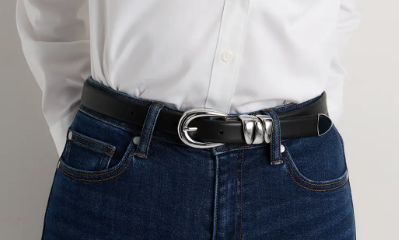 woman wears belt with silver details