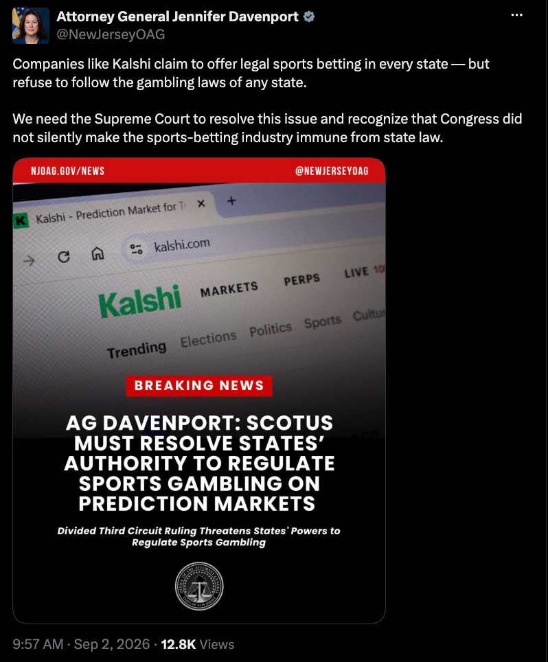 New Jersey Officials Petition US Supreme Court over Prediction Markets