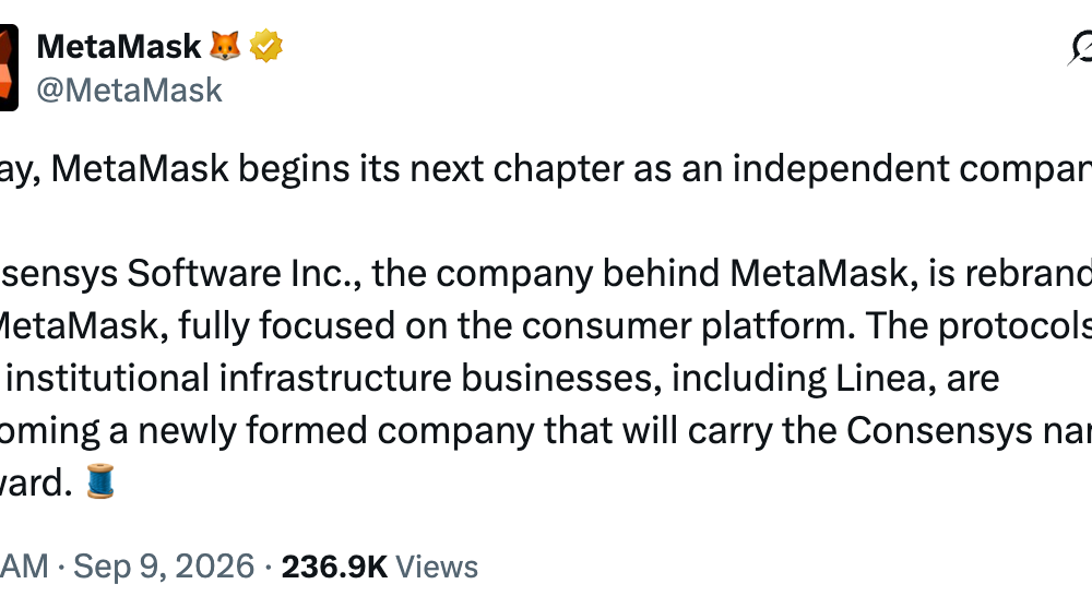 Consensys Plans Split as MetaMask Becomes Standalone Company