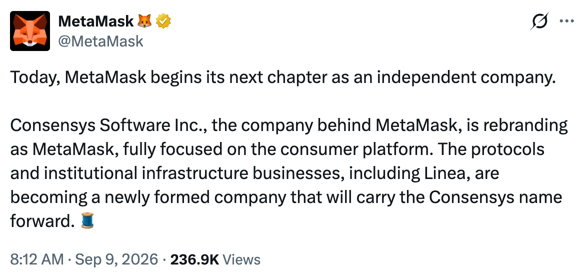 Consensys Plans Split as MetaMask Becomes Standalone Company