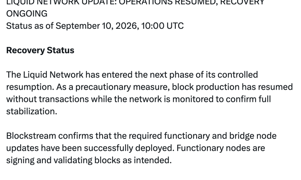 Liquid Network Comes Back Online After Bitcoin Exploit