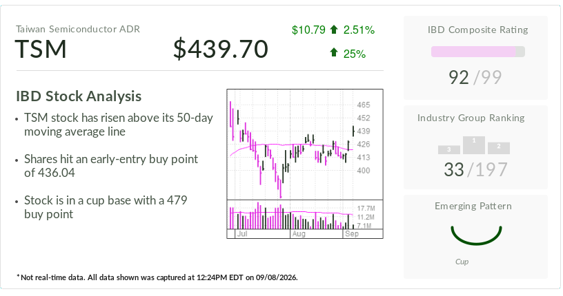 TSM, Stock Of The Day, Rises Above Early Buy Point As Chip Stocks Rally