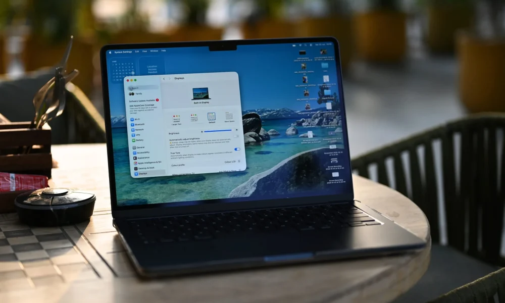 MacBook Air screen with trees in background scaled