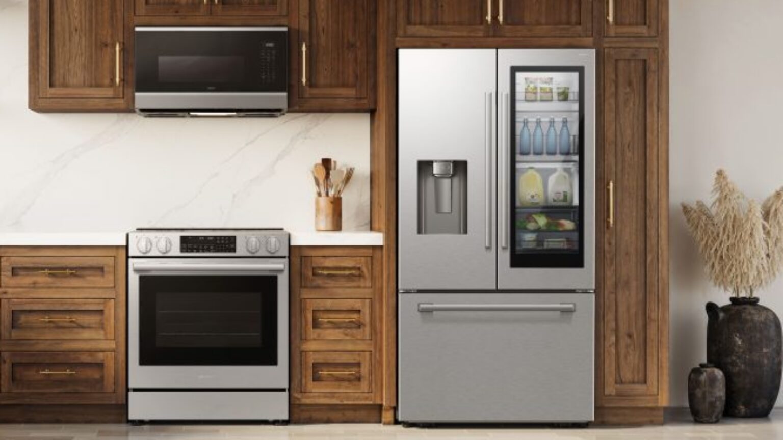 A marketing image for Samsung's Bespoke AI refrigerators. Credit: Samsung