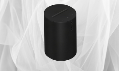Sonos Era 100 SL on a White fabric background 450x253