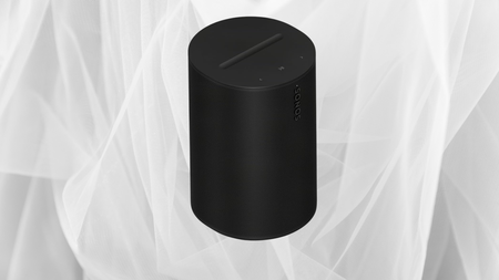 Sonos Era 100 SL on a White fabric background