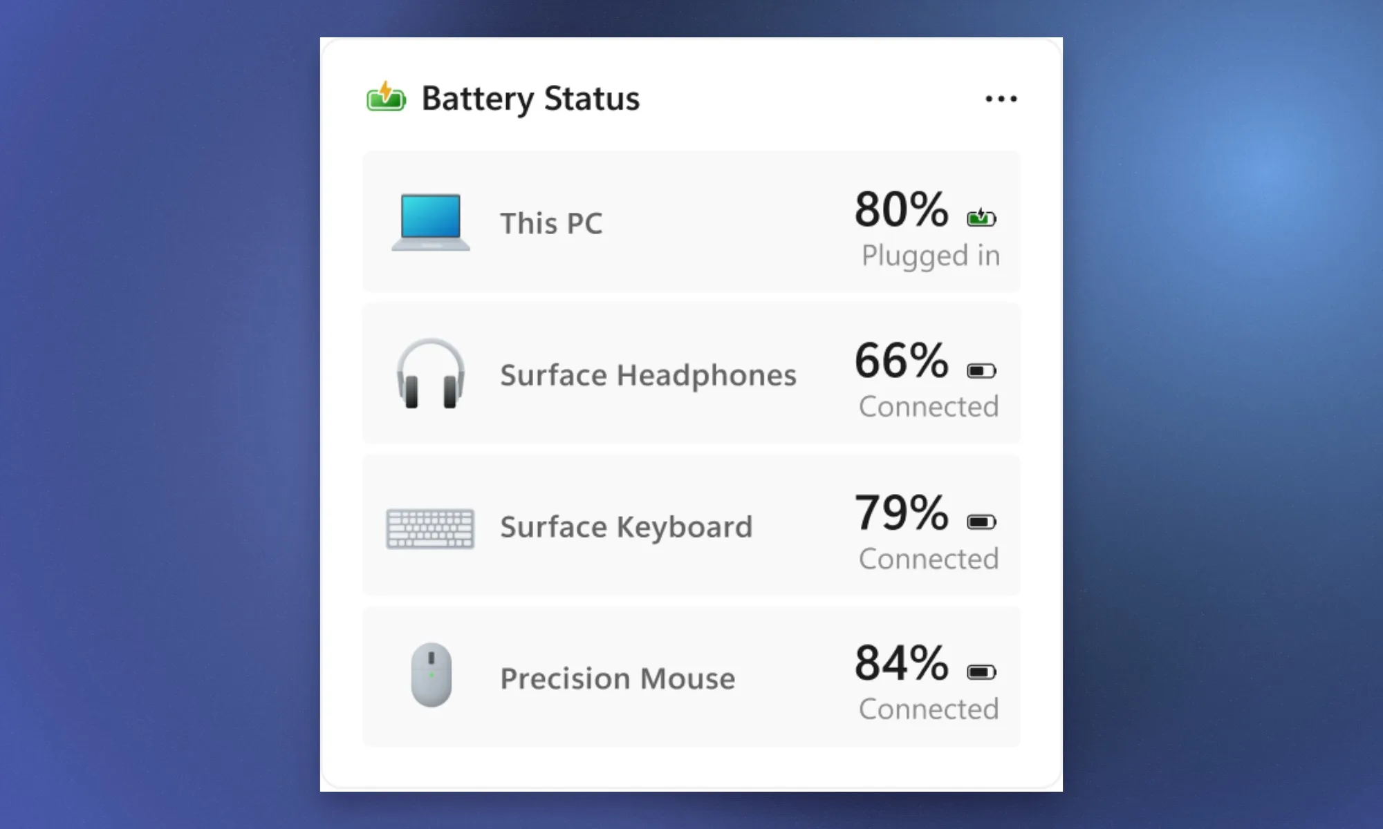 Windows 11 Battery Status widget
