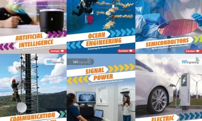 a grid of six book covers related to engineering topics such as semiconductors artificial intelligen