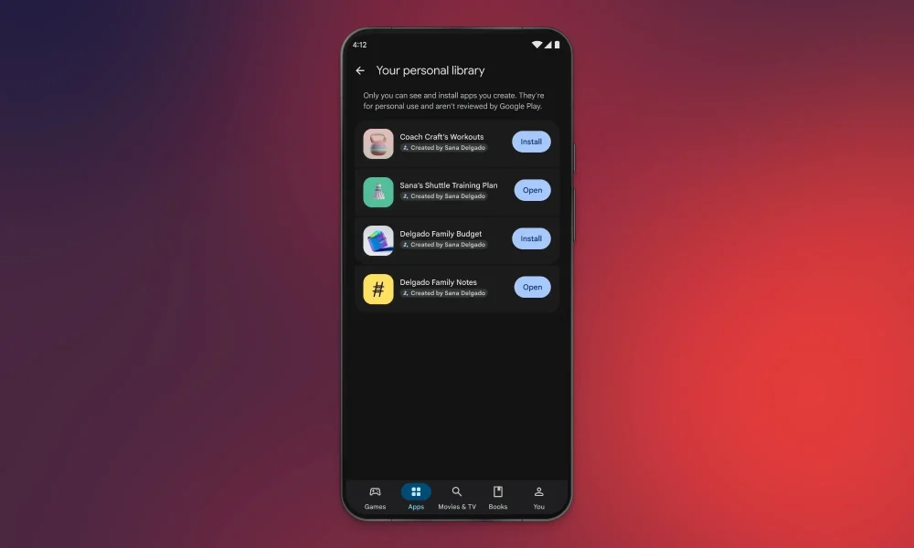 apps created for oneself in Google Play