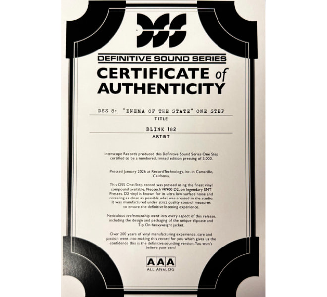 blink 182 dss certificate authenticity