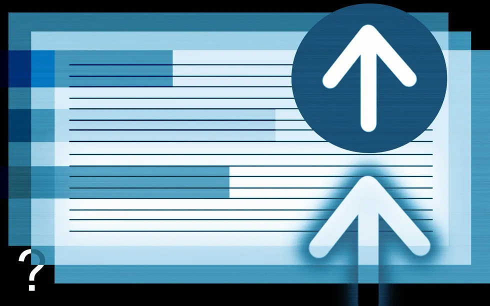 illustration of an academic paper collaged with overlapping question marks and colorful arrows