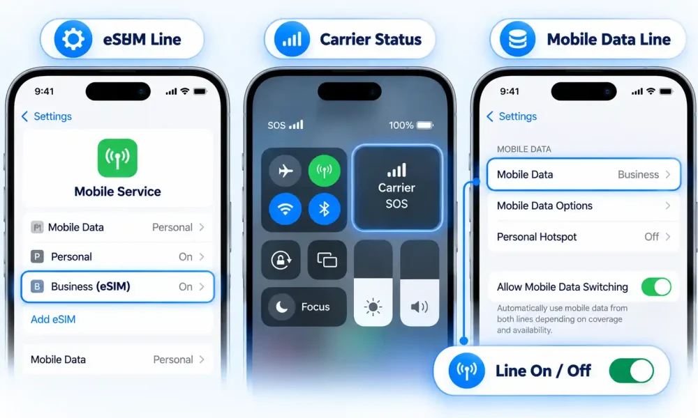my esim not working iphone status settings walkthrough.webp