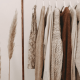 Rack of winter fashion clothes hanging on a