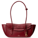 red leather handbag with long shoulder strap