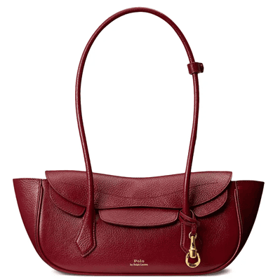 red leather handbag with long shoulder strap