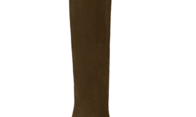 brown knee-high heeled boot
