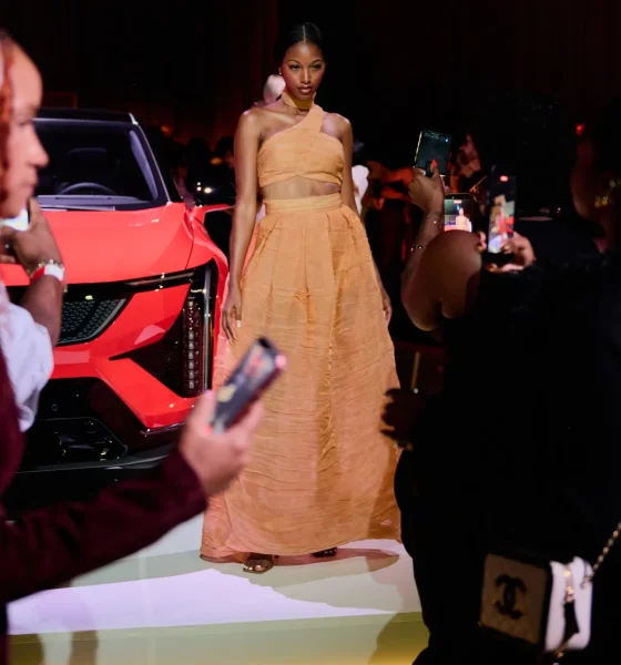 Model wearing VIVIANCHAN X The Bomb Fashion Show LA X Cadillac